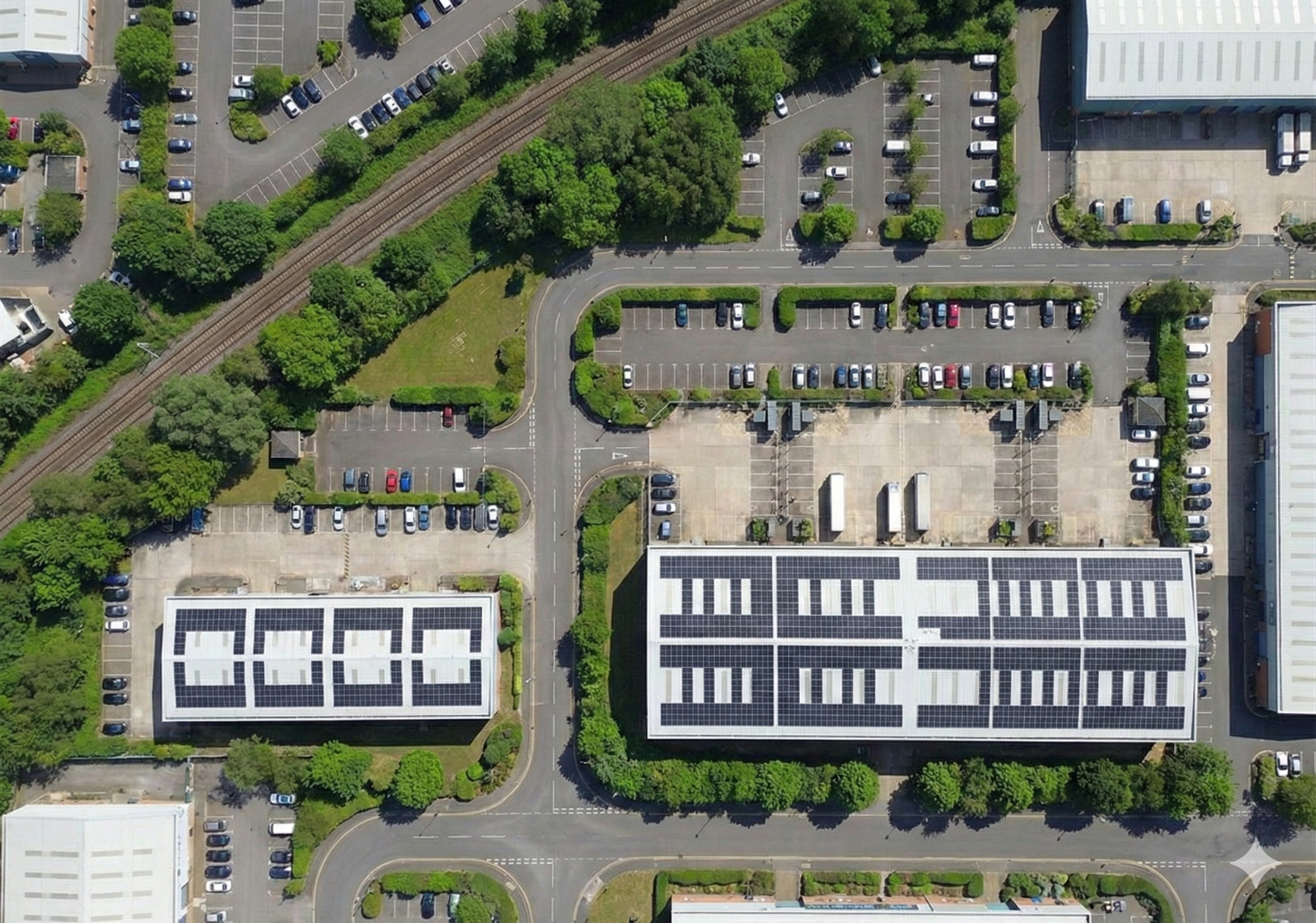 Commercial roofs covered in solar panels